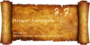 Hinger Fernanda névjegykártya